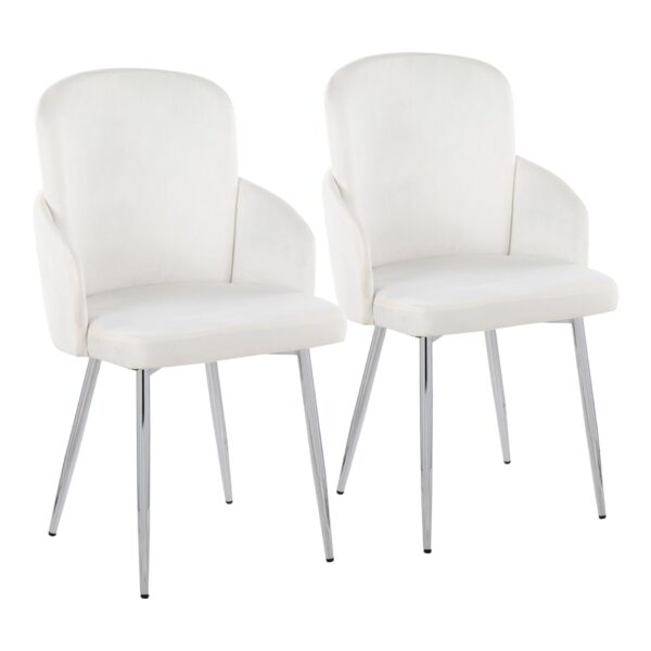 Dahlia - Contemporary Dining Chair (Set of 2) - Chrome / Cream
