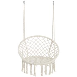 Macrame Hanging Hammock Chair, Cotton Rope Swing For Indoor And Outdoor Use, 330 Lbs Capacity - Beige
