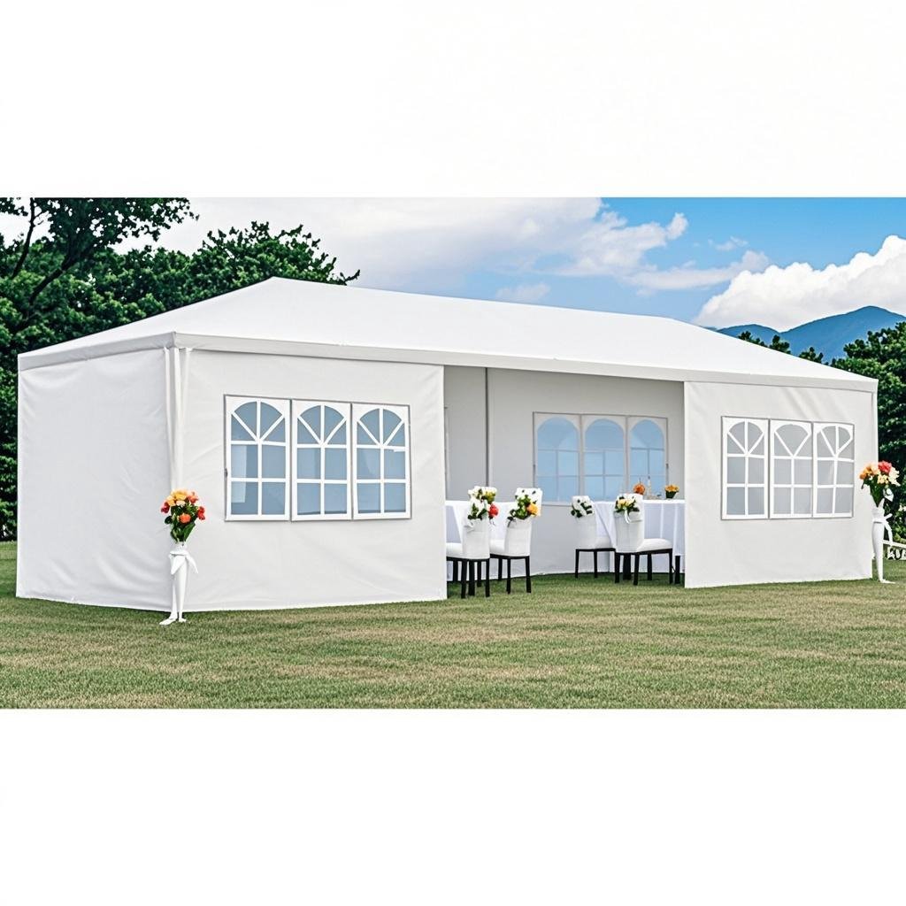 10X30' Outdoor Garden Gazebo Wedding Party Tent Canopy Marquee With 8 Removable Sidewalls - White - Image 9