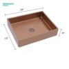 19" X 15" Stainless Steel Bathroom Sink With Pop Up Drain, Nano Surface - Rose Gold - Image 3