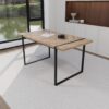Modern Dining Table Set With Suede Chairs, Rectangular Metal Base, 4 Piece - Gray / Brown - Image 7