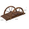 Wooden Garden Bridge Arc Footbridge With Half Wheel Railings Solid Fi - Brown - Image 3