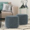 Bayley - Round Braided Pouf - Aegean Blue / Natural - Image 6