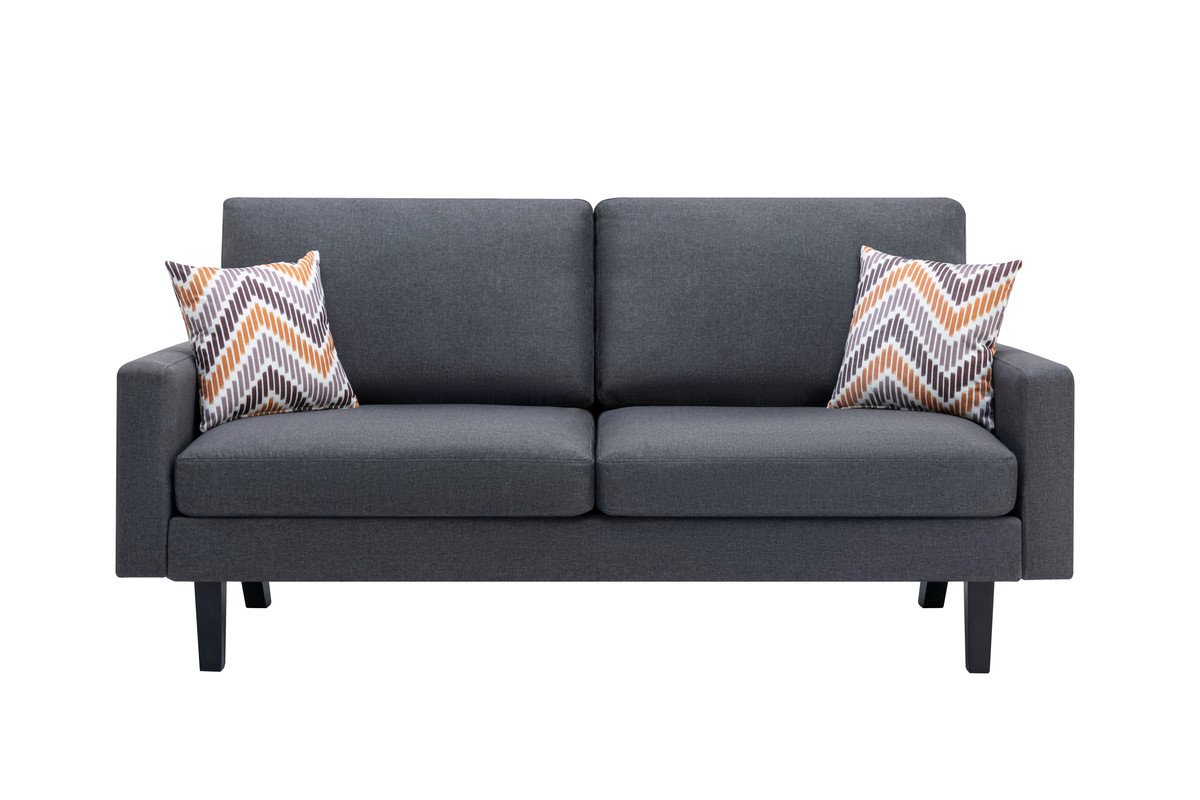 Bahamas - Sofa And Chair Set With 2 Throw Pillows - Dark Gray - Image 5
