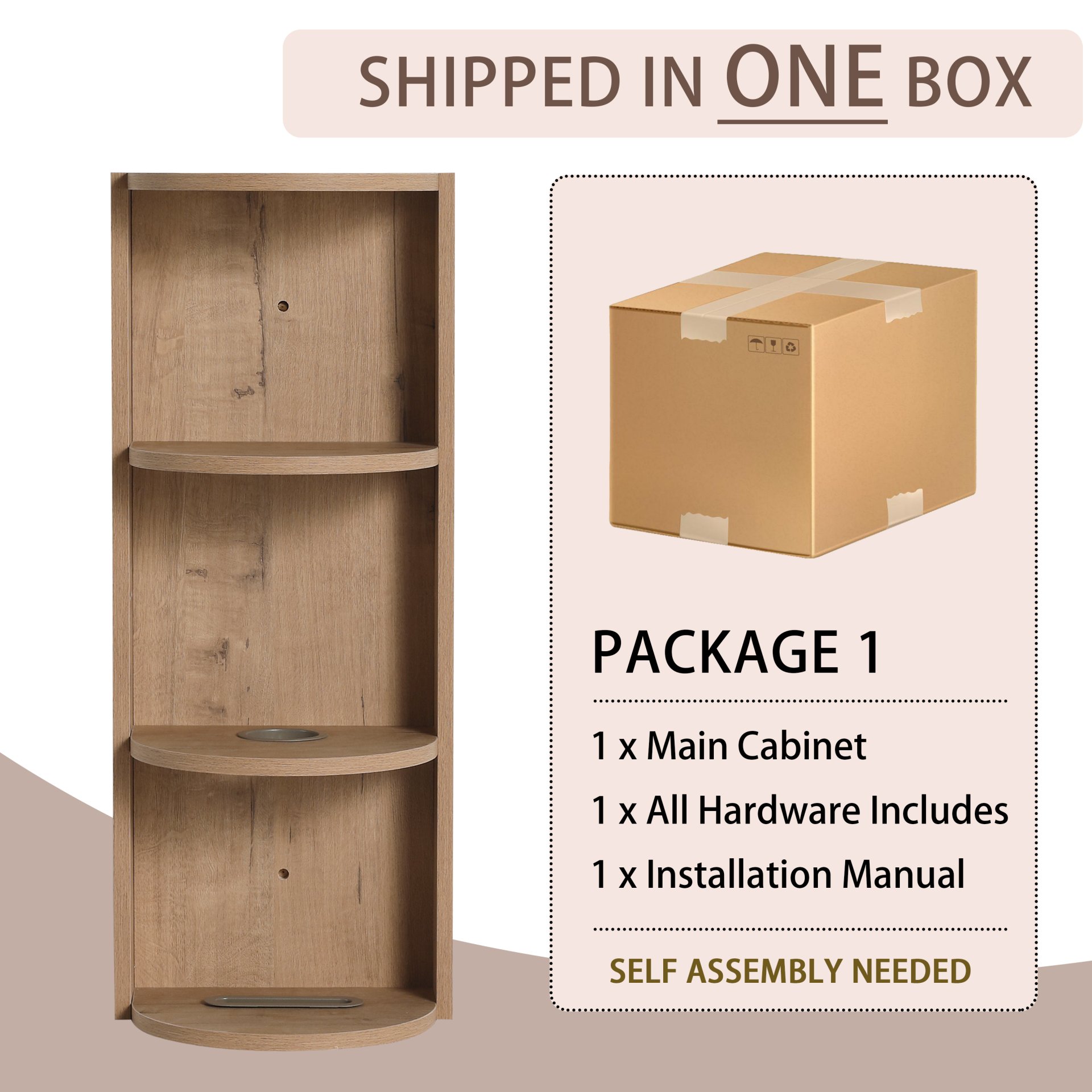 Modern Bathroom Wall Mounted Storage Rack With Floating Design - Imitative Oak - Image 7