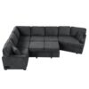 L-Shaped Sofa Sectional Sofa Couch Pull-Out Sofa Bed With Charging Devices And Cup Holders For Living Room - Blue Black - Image 13