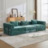 Convertible Floor Sofa Bed With Fixed Shape Frame, Boneless Modular Sectional Sofa, For Living Room - Dark Green - Image 2