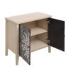 2 Door Carved Storage Cabinet With Adjustable Shelf, Accent Furniture For Living Room, Hallway, Kitchen - Black / Natural - Image 13