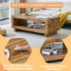 Modern Minimalist Rectangular Coffee Table Measuring Embodies The Simple Charm Of Mid Century Aesthetics, Adding A Touch Of Elegance To Your Living Room - Natural Wood - Image 6