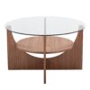U - Shaped Contemporary Coffee Table - Walnut / Clear - Image 2