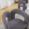 Contemporary Designed Teddy Velvet Upholstered Accent / Dining Chair With Armrest Teddy Fabric, (Set of 2) - Gray - Image 16