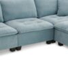 Modern Convertible Sectional L Shaped Reversible Couch Set With Free Pillows 4 Seat Suede Sleeper Sofa With Ottoman - Light Blue - Image 10