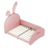 Twin Size Upholstered Rabbit-Shape Princess Bed, Twin Size Platform Bed With Headboard And Footboard - Pink - Image 3