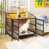 Multi Function Dog Crates With Storage, Double Doors, Indoor Dog Crate - Black Brown - Image 2