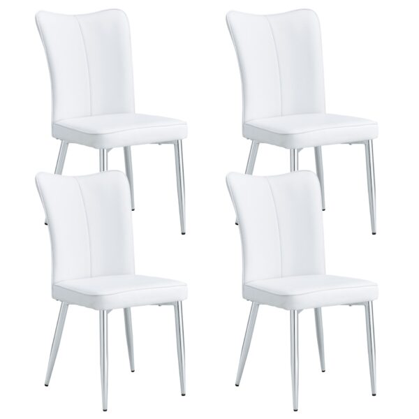 Modern Minimalist Dining Chairs (Set of 4) - White / Silver