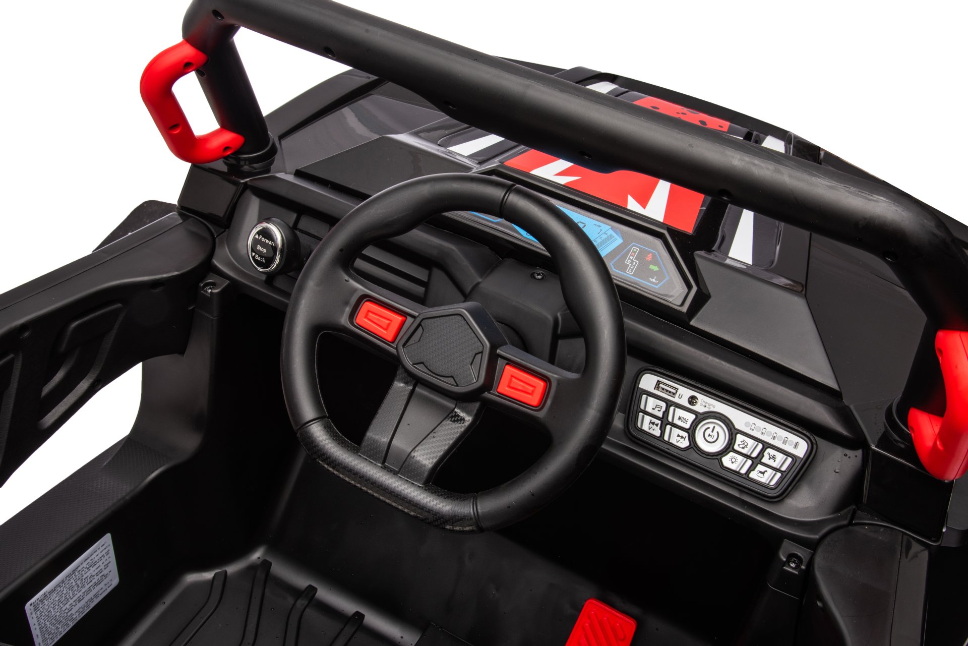 12V7A*1 30W*4 Four-Wheel Drive Leather Seat One Button Start, Forward And Backward, High And Low Speed, Music, Front Light, Power Display, Two Doors Can Open, 2.4G R / C, Seat Belt Four Wheel Absorber - Black - Image 18
