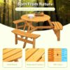 6 Person Circular Outdoor Wooden Picnic Table For Patio, Backyard, Garden, Diy With 3 Built-In Benches, 1720Lb Capacity - Natural - Image 4