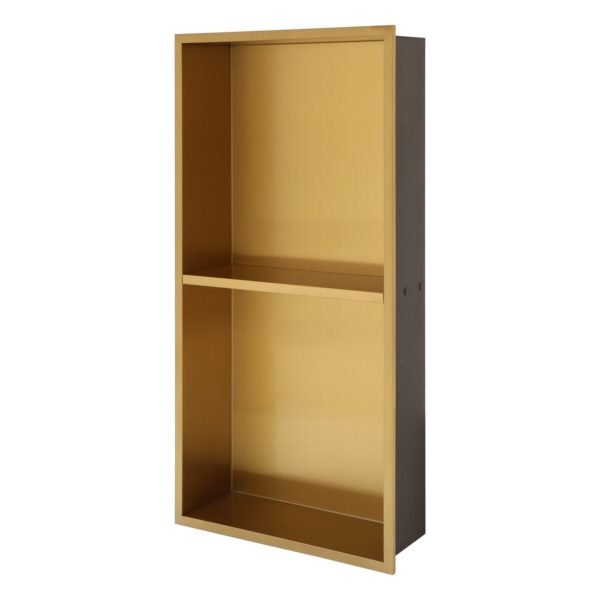 Modern Stainless Steel Shower Niche Double Shelf With Finish For Bathroom Or Kitchen - Gold