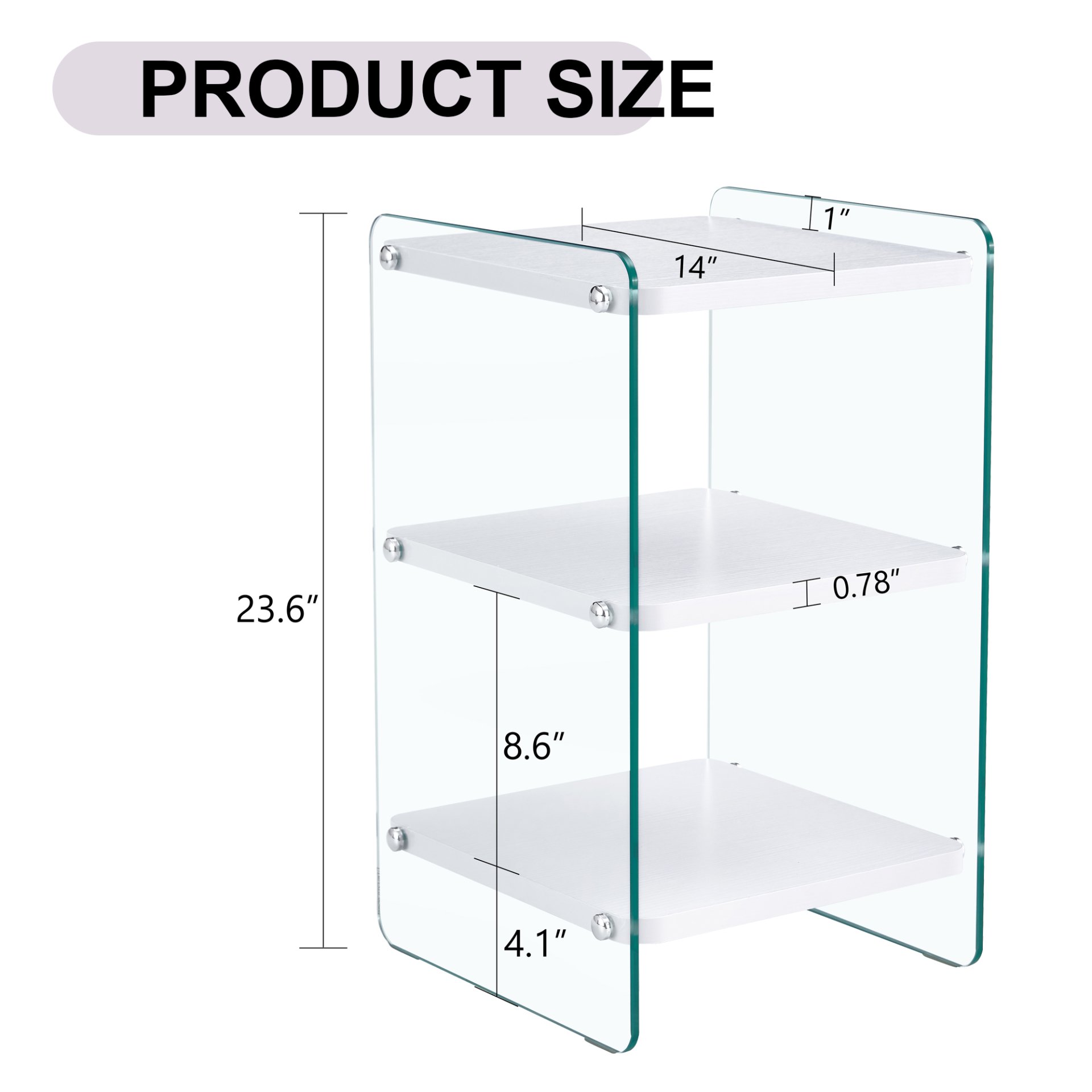 Simple Elegant Bedside Table With Storage Function And Tempered Glass - White - Image 3