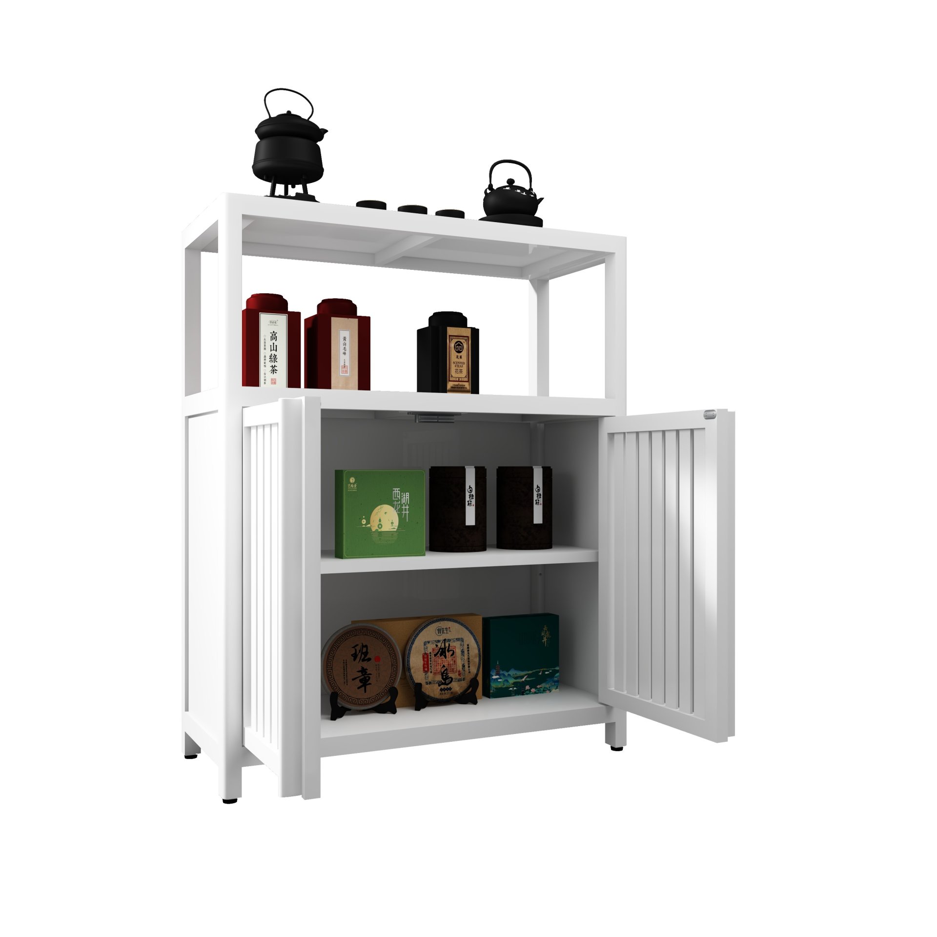 Bamboo Large Capacity Storage Cabinet With Shelves For Bathroom And Living Room - White - Image 10