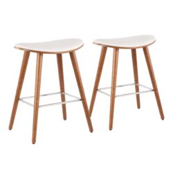 Saddle - Mid-Century Modern Counter Stool (Set of 2) - Walnut / White