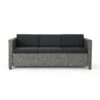 Thalassa - Outdoor 3 Seater Sofa With Removable Cushions And Steel Frame - Dark Gray / Black - Image 4