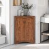 Triangle Bathroom Storage Cabinet With Adjustable Shelves, Freestanding Floor Cabinet For Home Kitchen - Brown - Image 2