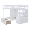 Full Over Twin Bunk Bed With Wardrobe, Drawers - White - Image 2