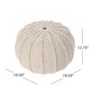 Bordeaux - Knitted Cotton Round Pouf, Versatile Ottoman And Floor Cushion - Beige - Image 3