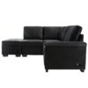 Sleeper Sectional Sofa, L-Shape Corner Couch Sofa Bed With Storage Ottoman & Hidden Arm Storage & USB Charge For Living Room Apartment - Black - Image 13