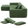 Modular Sectional Living Room Sofa Set, Modern Minimalist Style Couch, Upholstered Sleeper Sofa Salon, 2 Piece Free Combination, L-Shape - Green - Image 9