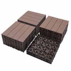 Wood Plastic Composite Deck Tiles (Set of 20), Sustainable Composite Decking Resist Rust, Water, Weather, Easy To Diy & Maintain, Ideal For Patios, Balconies, Rooftops - Coffee