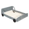 Full Size Car Shaped Platform Bed With Wheels - Gray - Image 3