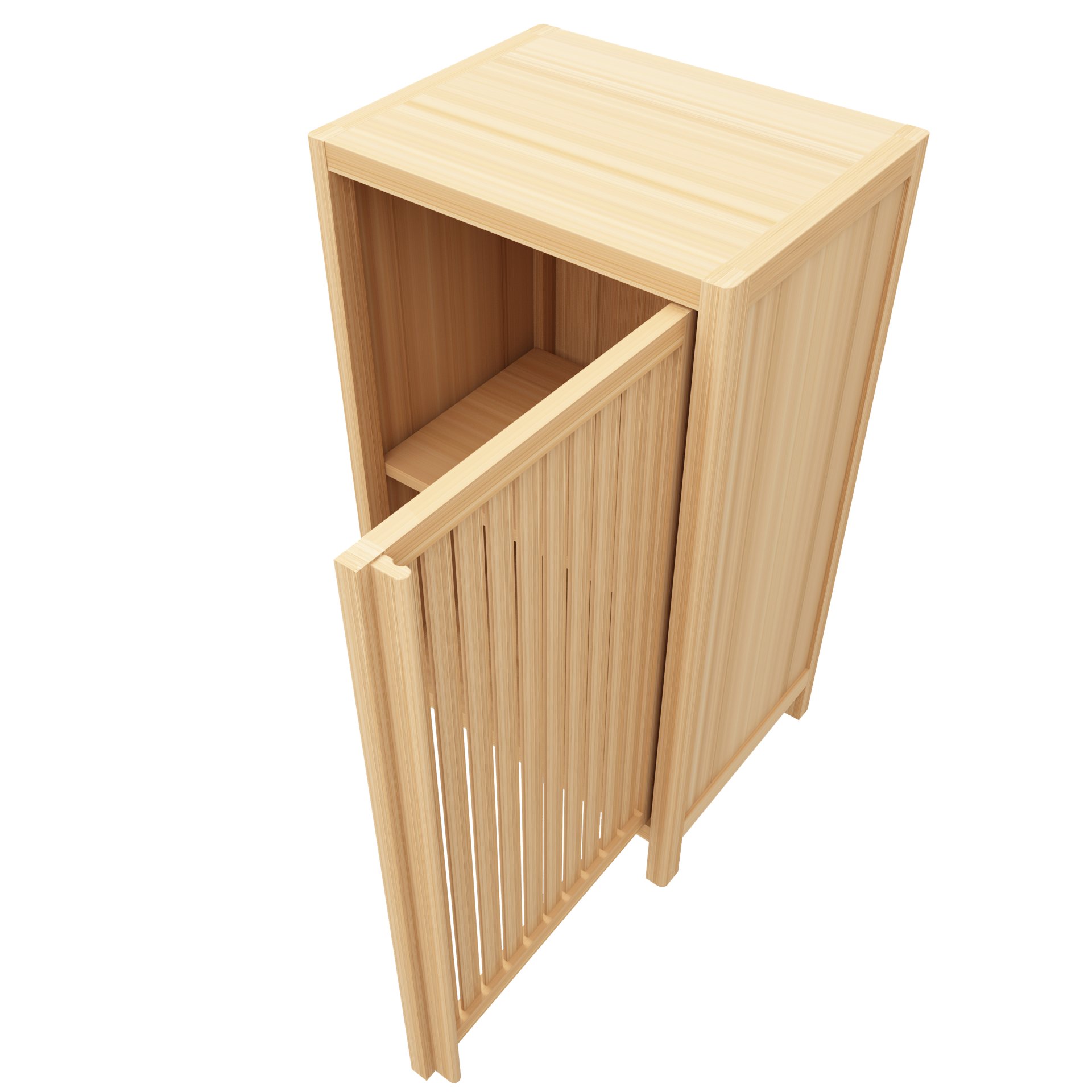 Bamboo Freestanding Storage Cabinet With Door And Shelf For Bathroom, Living Room, Kitchen - Natural / Natural Wood - Image 6