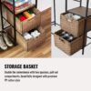 Vintage Garment Rack With Shelves, 2 Wicker Drawers & 4 Hooks, Heavy Duty Closet Organizer - Brown - Image 7