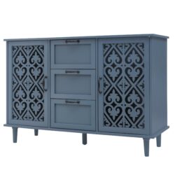 2 Door 3 Drawer Cabinet, American Furniture, Suitable For Bedroom, Living Room, Study - Blue