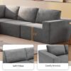 Modular L Shaped Sectional Sofa, Luxury Floor Couch Set, Upholstered Indoor Furniture, Foam - Filled Sleeper Sofa Bed 5 Pieces Free Combination - Gray - Image 19