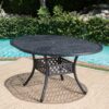Outdoor Expandable Aluminum Dining Table With Latticework Details And Curvy Legs - Black - Image 4