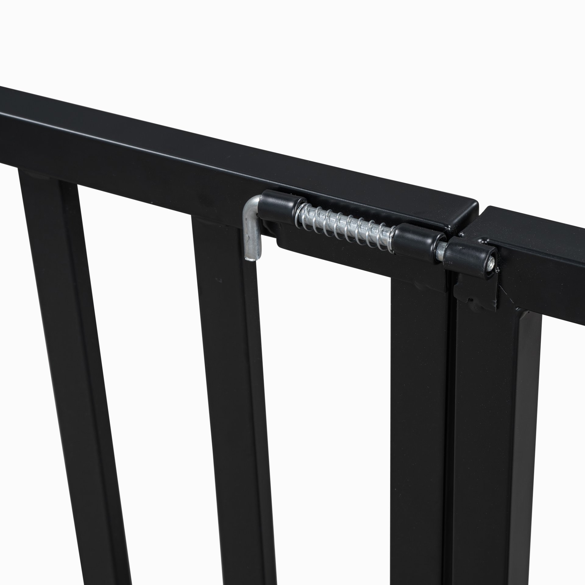 Full Size Metal House Bed With Fence And Door - Black - Image 8