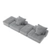 Modern Oversized Modular Sectional Sofa With 2 Ottoman And 2 Seat, Sparkling Chenille Fabric Soft Cushion Sofa With 4 Pillows, 4 Pieces Diy Combination Tufted Sofa, No Assembly Required - Gray - Image 22