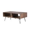 Reclaimed Wood Cocktail Table With Open Storage For Living Room, Metal Legs, Foldable - Black / Natural - Image 3
