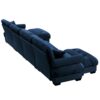 Modern Velvet U Shaped Sectional Sofa Cloud Couch & Movable Ottomans - Blue - Image 13