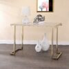 Boice II - Faux Marble Top Sofa Table - White / Champagne - Image 4