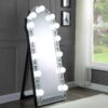 Noralie - Mirrored Faux Diamonds Floor Mirror - Silver - Image 4