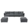 Modular Sectional With Deep And Wide Seat, U Shaped Cloud Couch Set With Double Cushions 6 Seat Sofa With Movable Ottomans Oversized - Dark Gray - Image 16