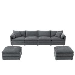 Modular Sectional With Deep And Wide Seat, U Shaped Cloud Couch Set With Double Cushions 6 Seat Sofa With Movable Ottomans Oversized - Dark Gray