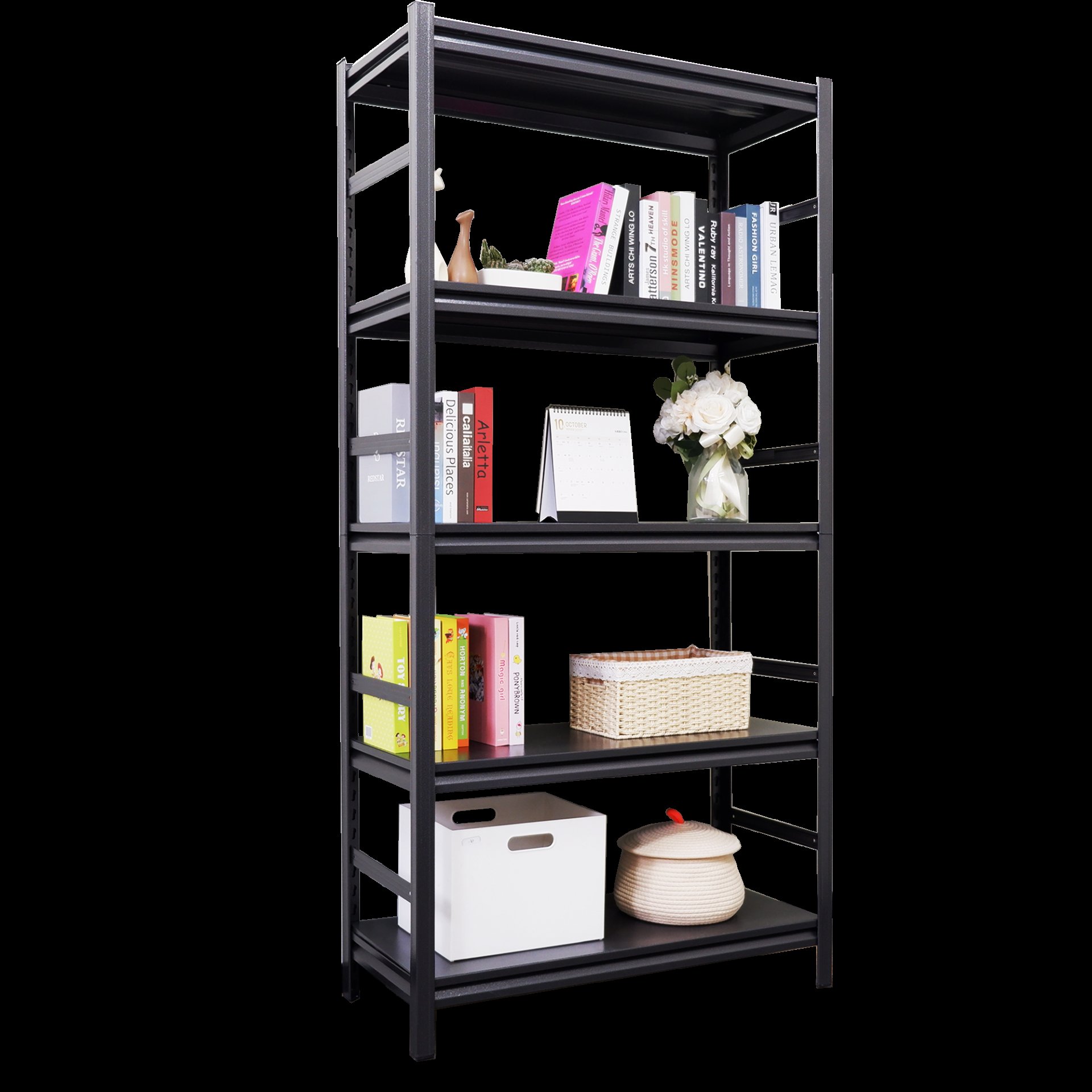 Adjustable Heavy Duty Shelving 5 Tier Storage Shelves, 2000Lbs Load, Kitchen, Garage - Black - Image 8