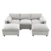 Modular Sectional With Storage Pockets, 5 Seat U Shaped Couch Set With Pillows, Free Combination Modern Cloud Sofa With 2 Movable Ottoman - Medium Gray - Image 2