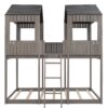 Full Over Full Bunk Bed With Roof, Window, Guardrail, Ladder - Antique Gray - Image 4