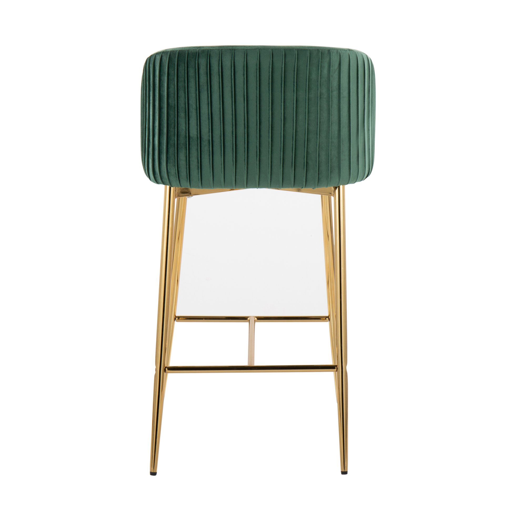 Fran - Pleated Contemporary / Glam Fixed Height Counter Stool (Set of 2) - Gold / Green - Image 5